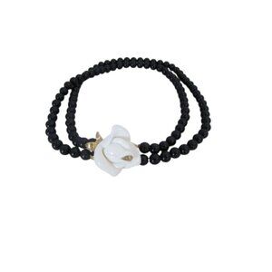Kenneth Jay Lane For Avon Midnight Rose Necklace Vintage 80s Double Strand Black